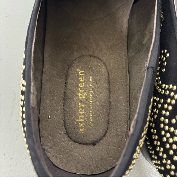 Asher Green Black Gold Studded Smoking Dress Loafers Size 13 Suede Leather main image 7
